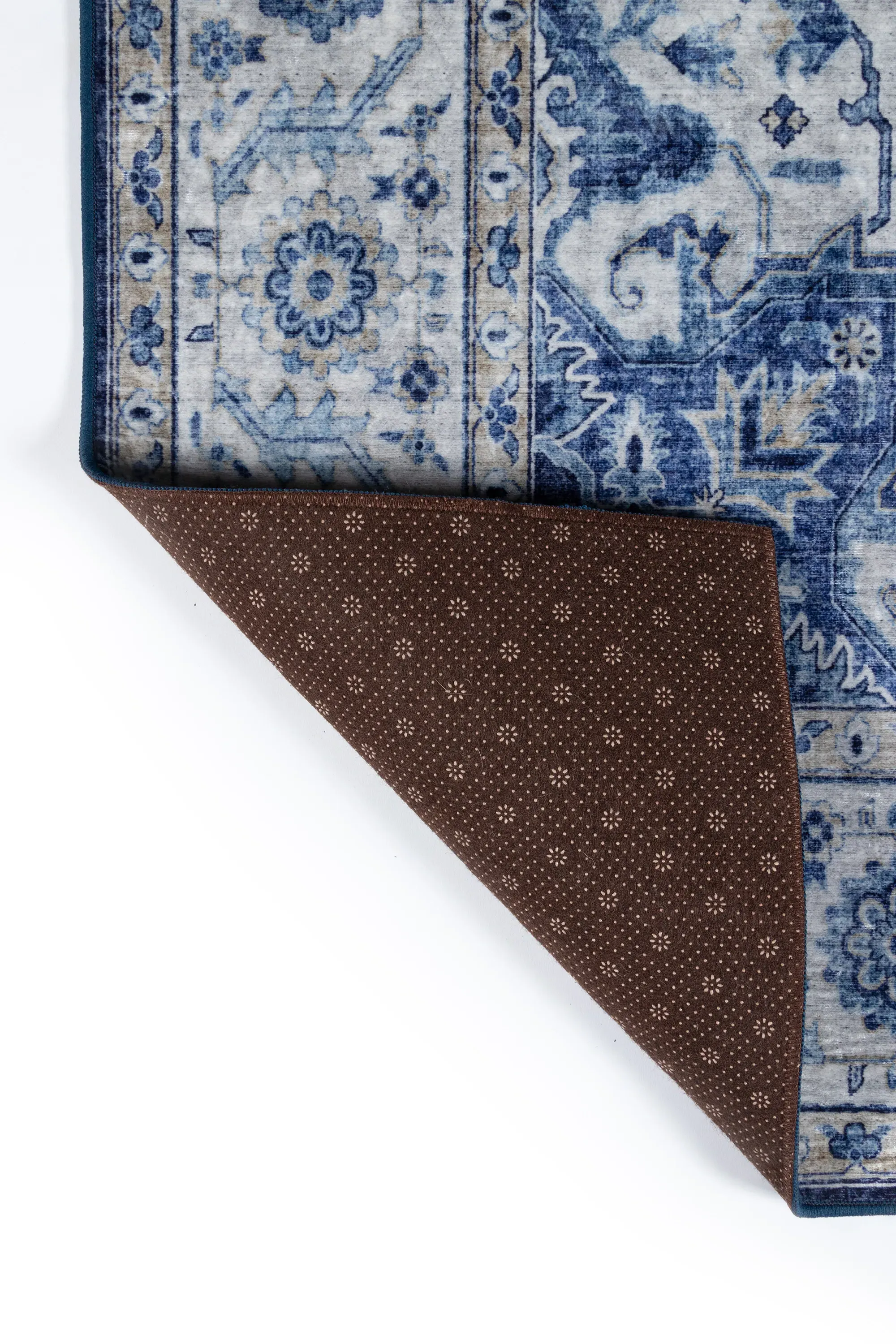 Coen Medallion Patterned Rug - Navy Blue, Polyester