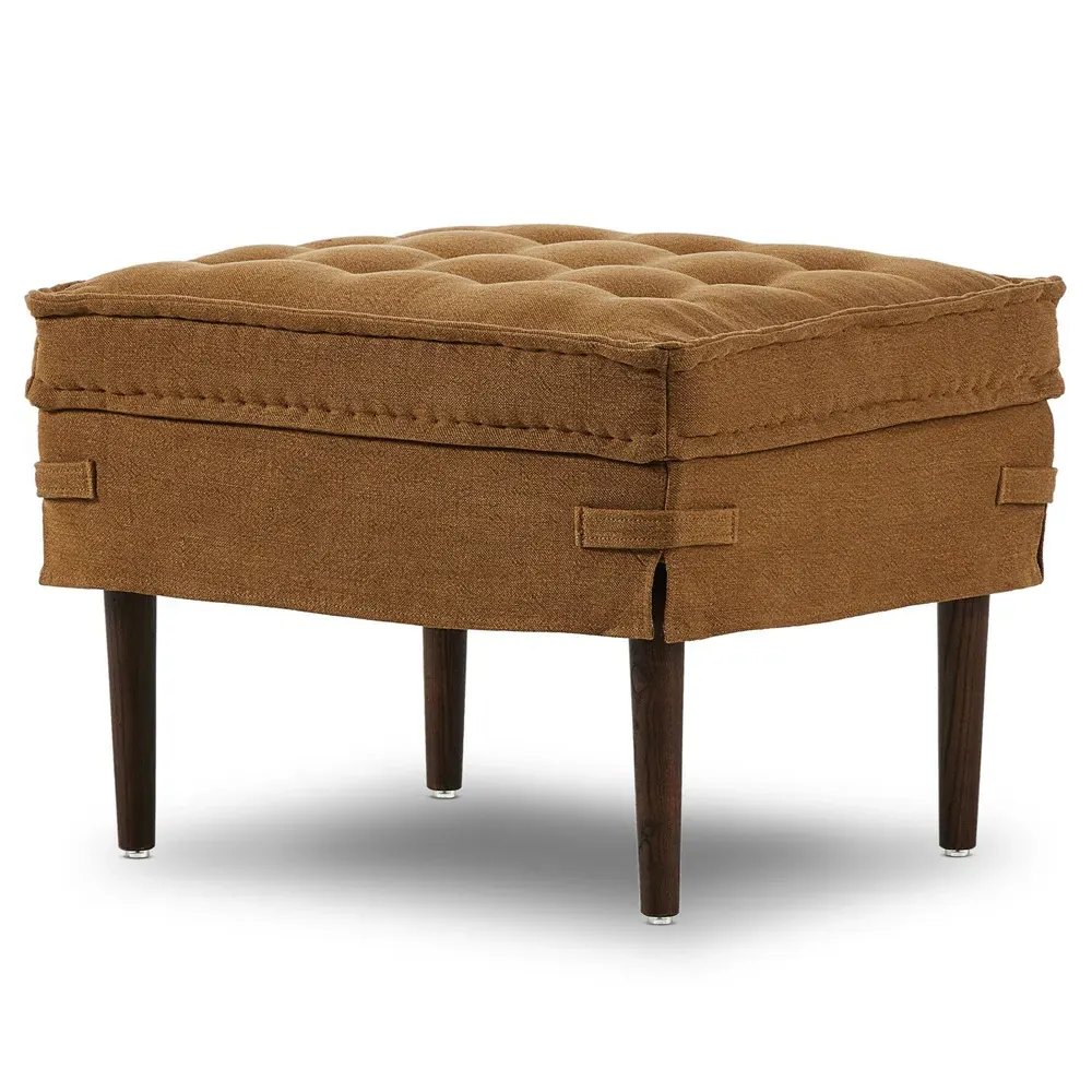 Cole Broadway Small Ottoman - Gilt, Linen
