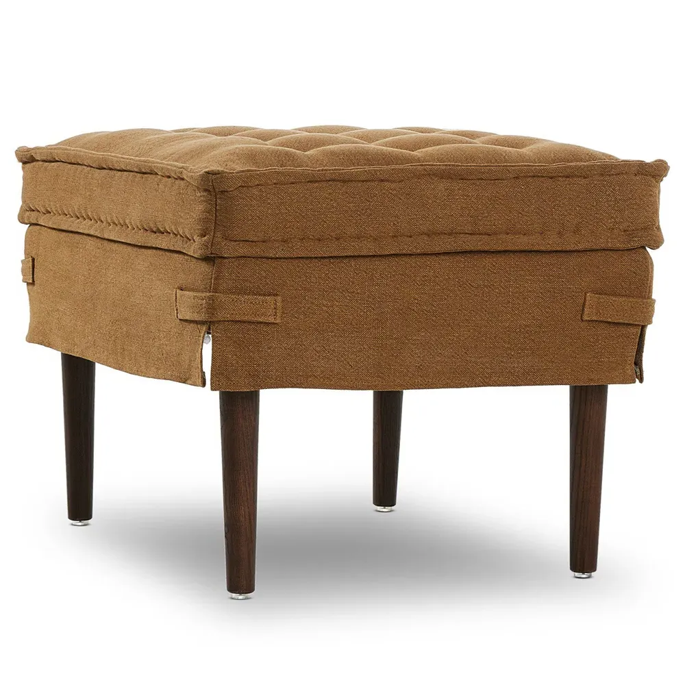 Cole Broadway Small Ottoman - Gilt, Linen