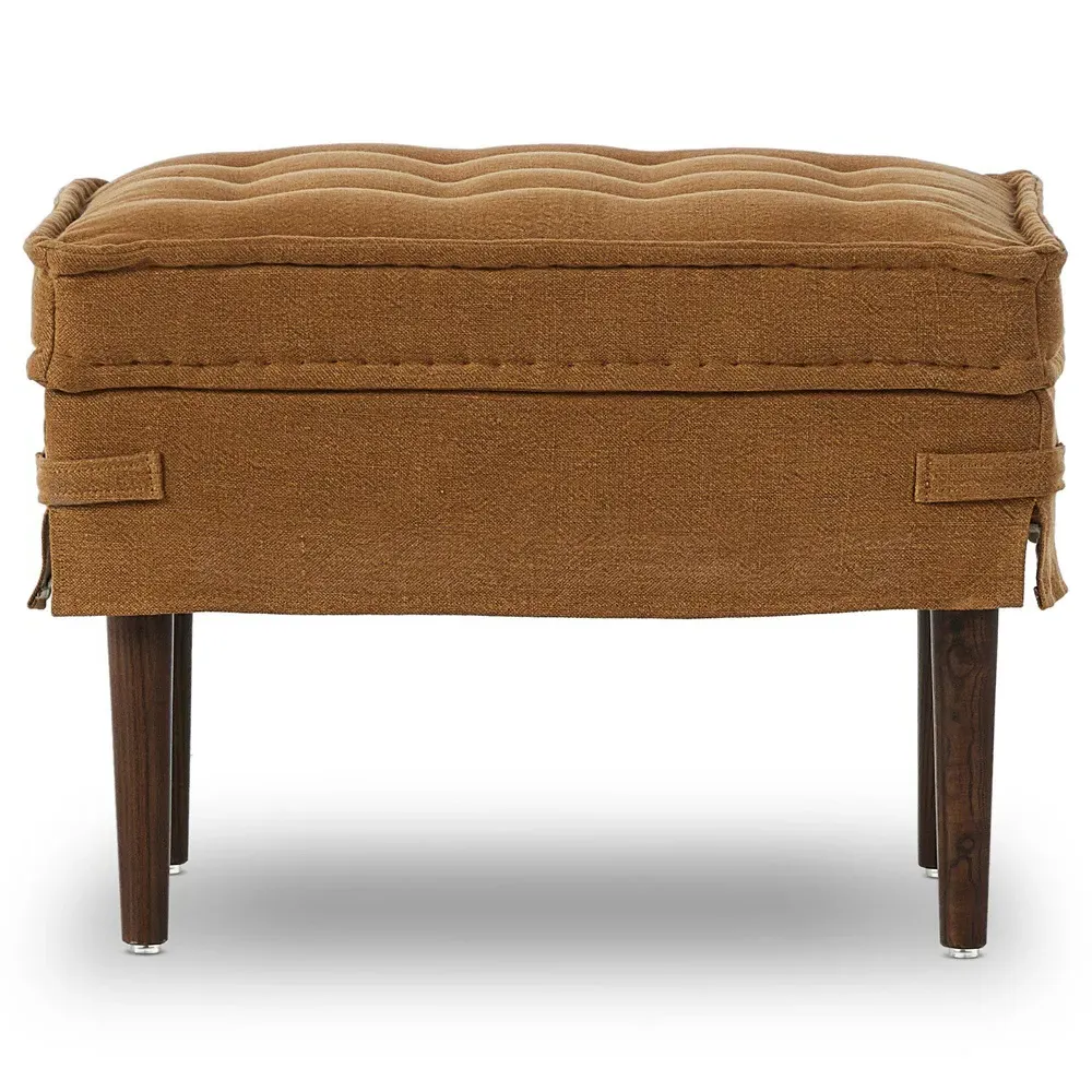 Cole Broadway Small Ottoman - Gilt, Linen