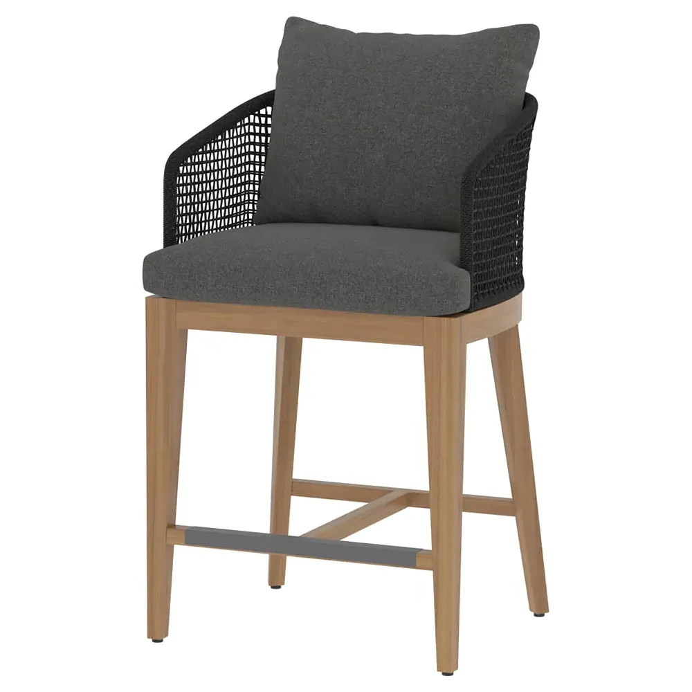 Coleman Woven Outdoor Counter Stool - Grey, Teak image