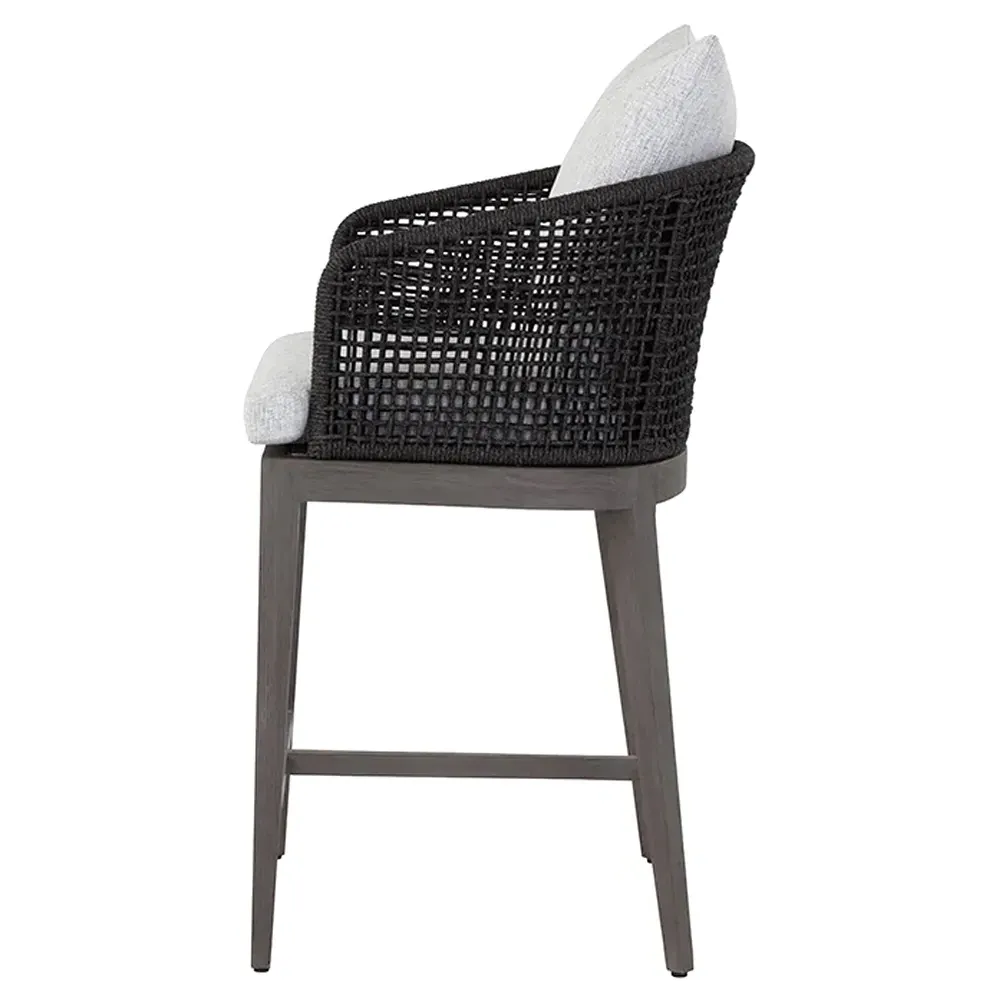 Coleman Woven Outdoor Counter Stool - Light Grey, Teak