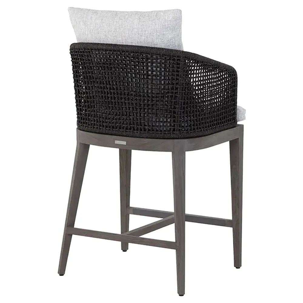 Coleman Woven Outdoor Counter Stool - Light Grey, Teak