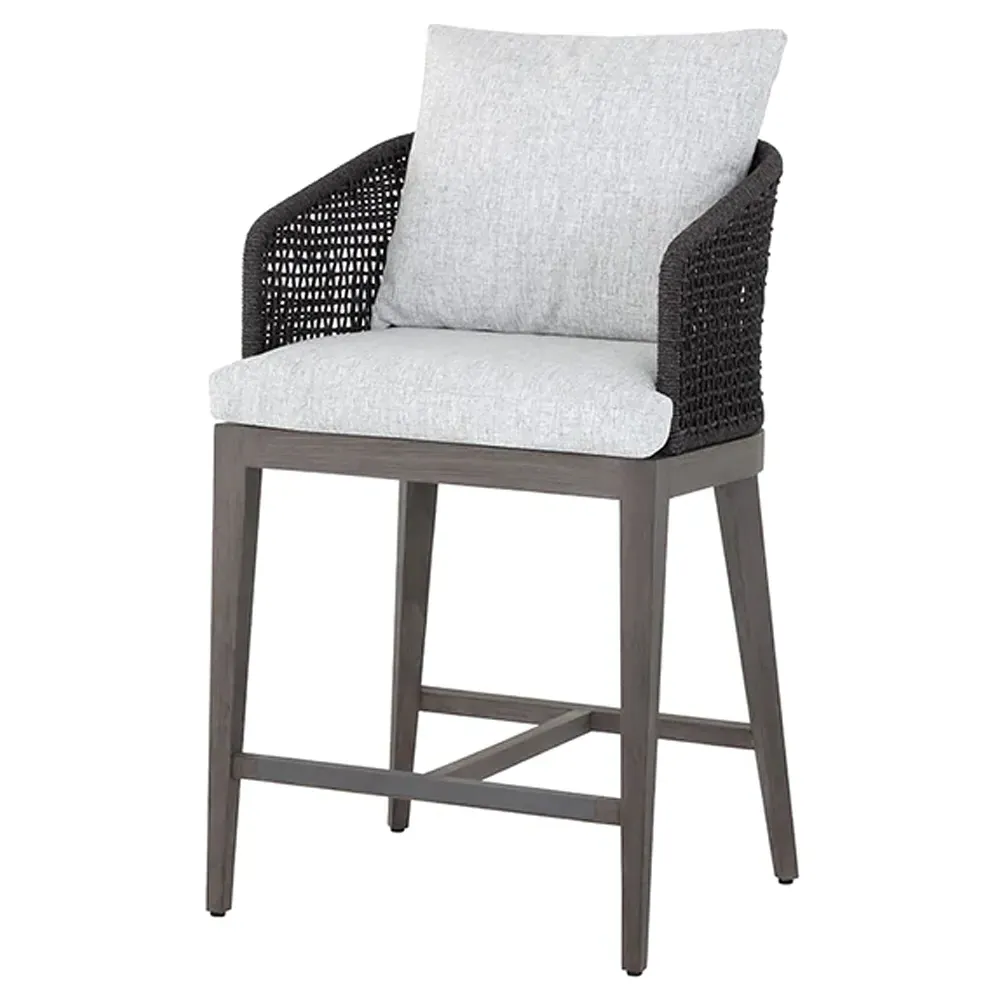Coleman Woven Outdoor Counter Stool - Light Grey, Teak