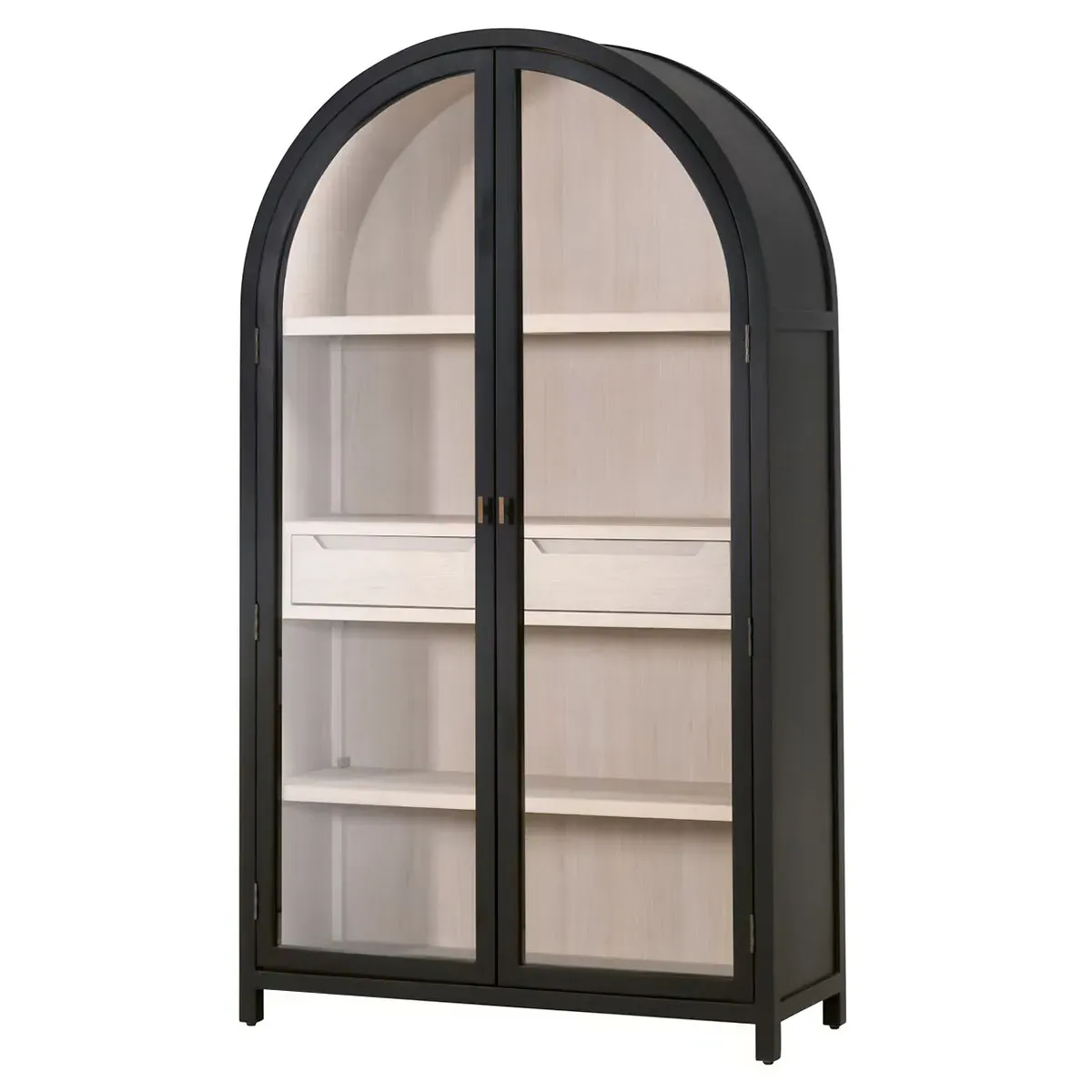 Colette Arched Display Cabinet with Storage - Black, Birch Wood