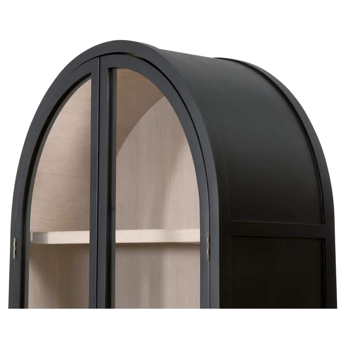 Colette Arched Display Cabinet with Storage - Black, Birch Wood