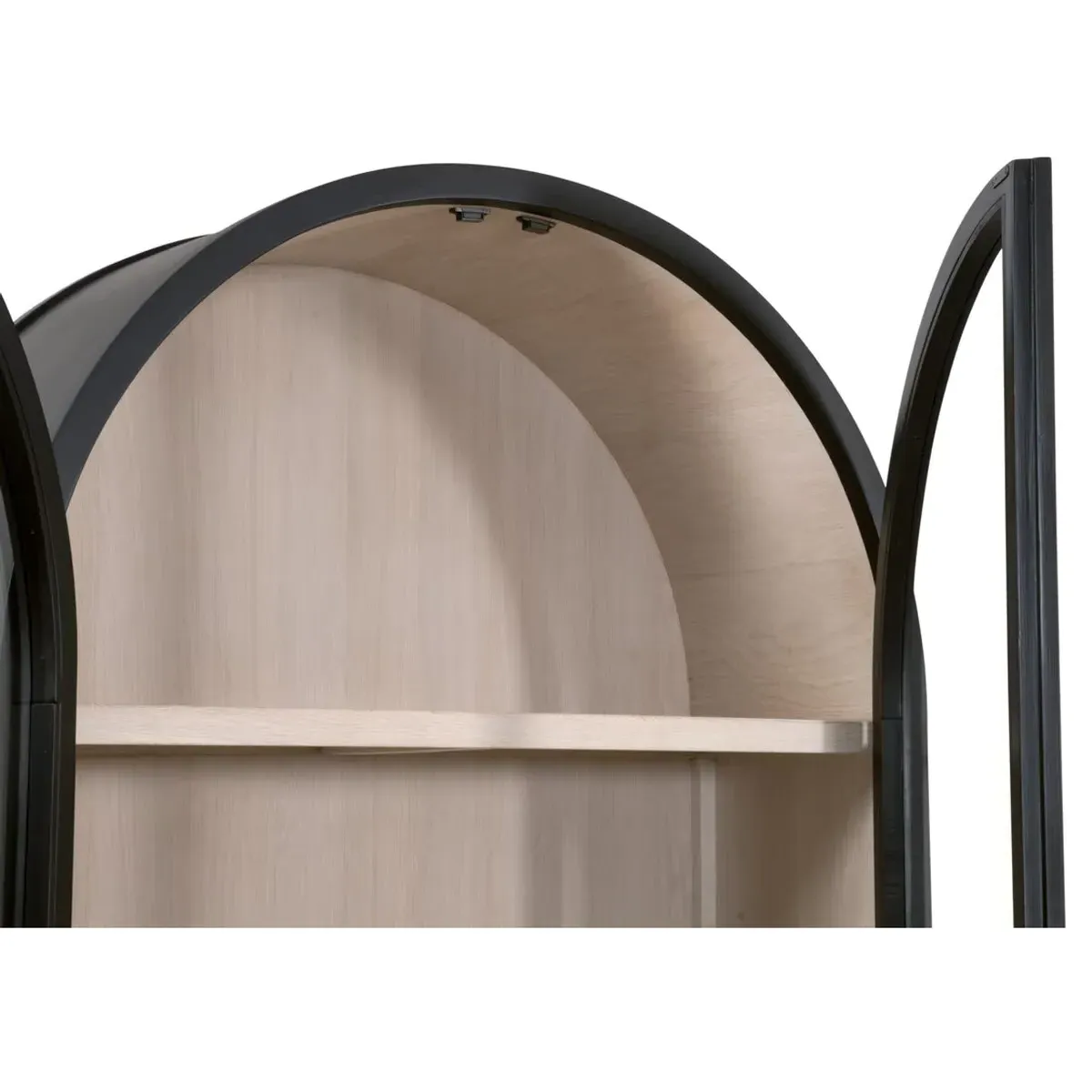 Colette Arched Display Cabinet with Storage - Black, Birch Wood