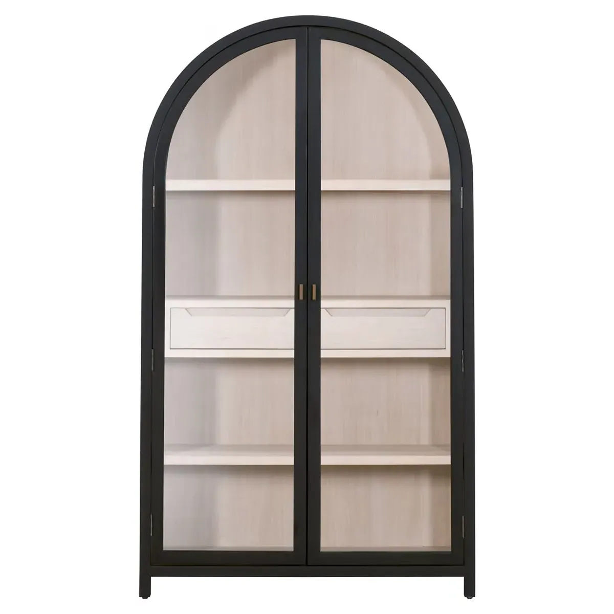 Colette Arched Display Cabinet with Storage - Black, Birch Wood