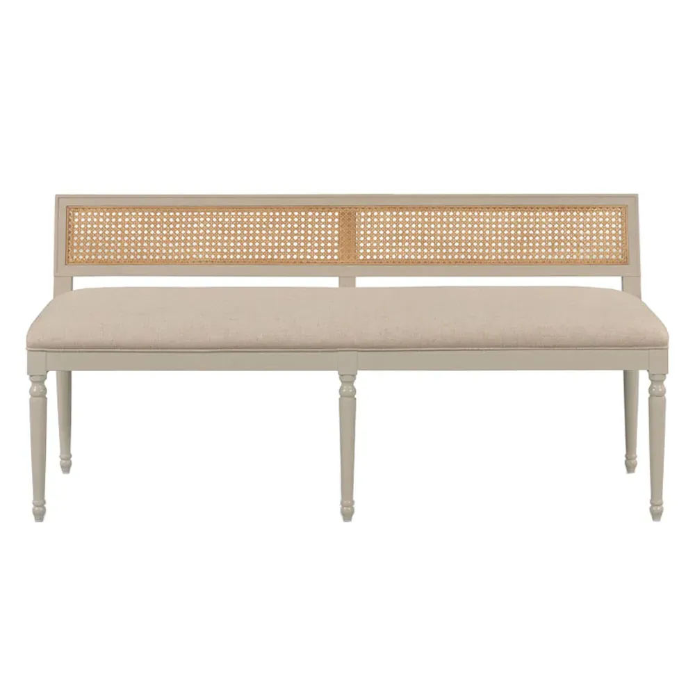 Colette French Dining Bench - Beige, Linen