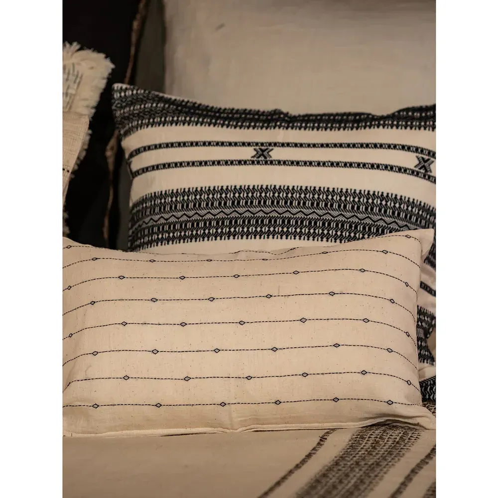 Colette Striped Lumbar Pillow Cover - Beige, Linen