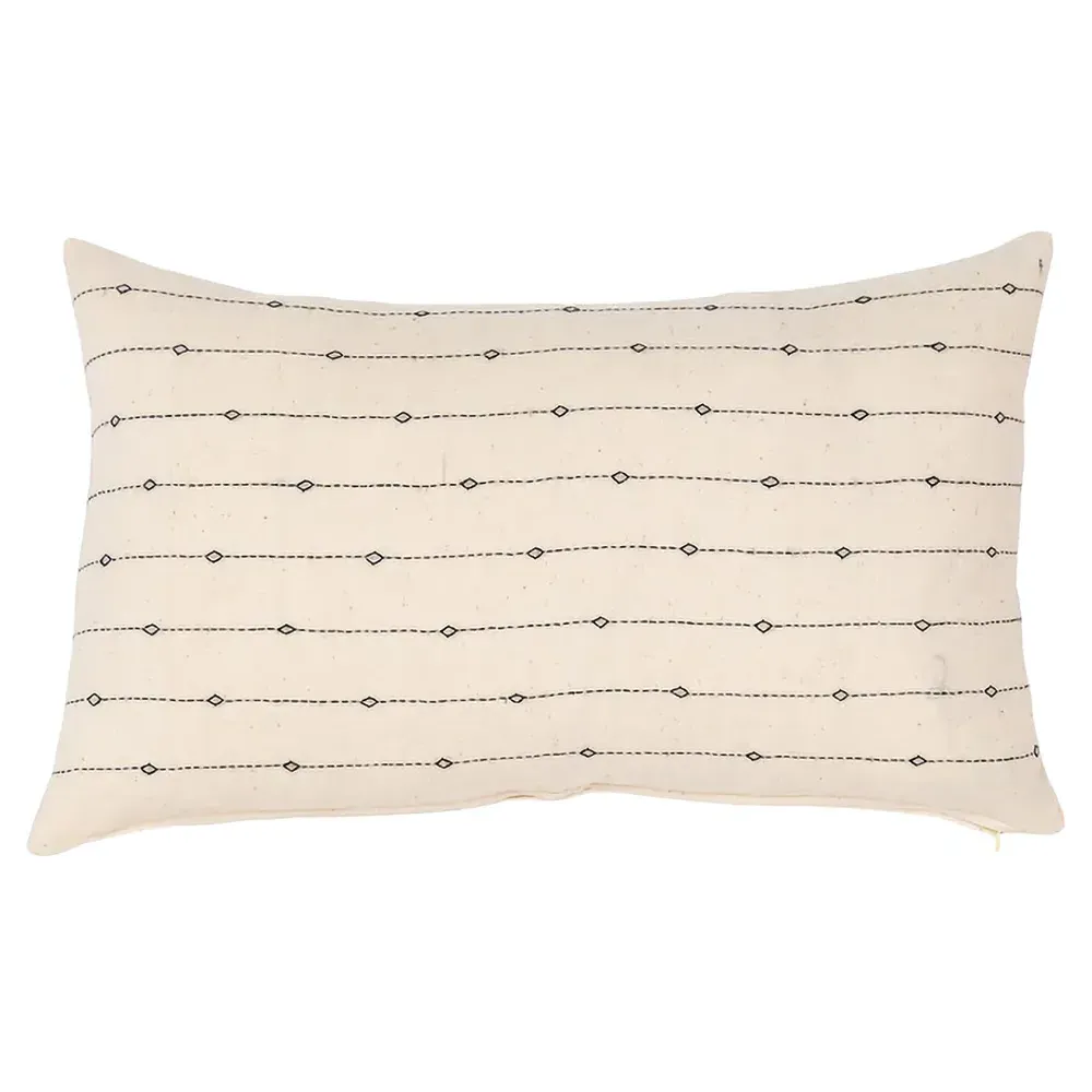 Colette Striped Lumbar Pillow Cover - Beige, Linen image