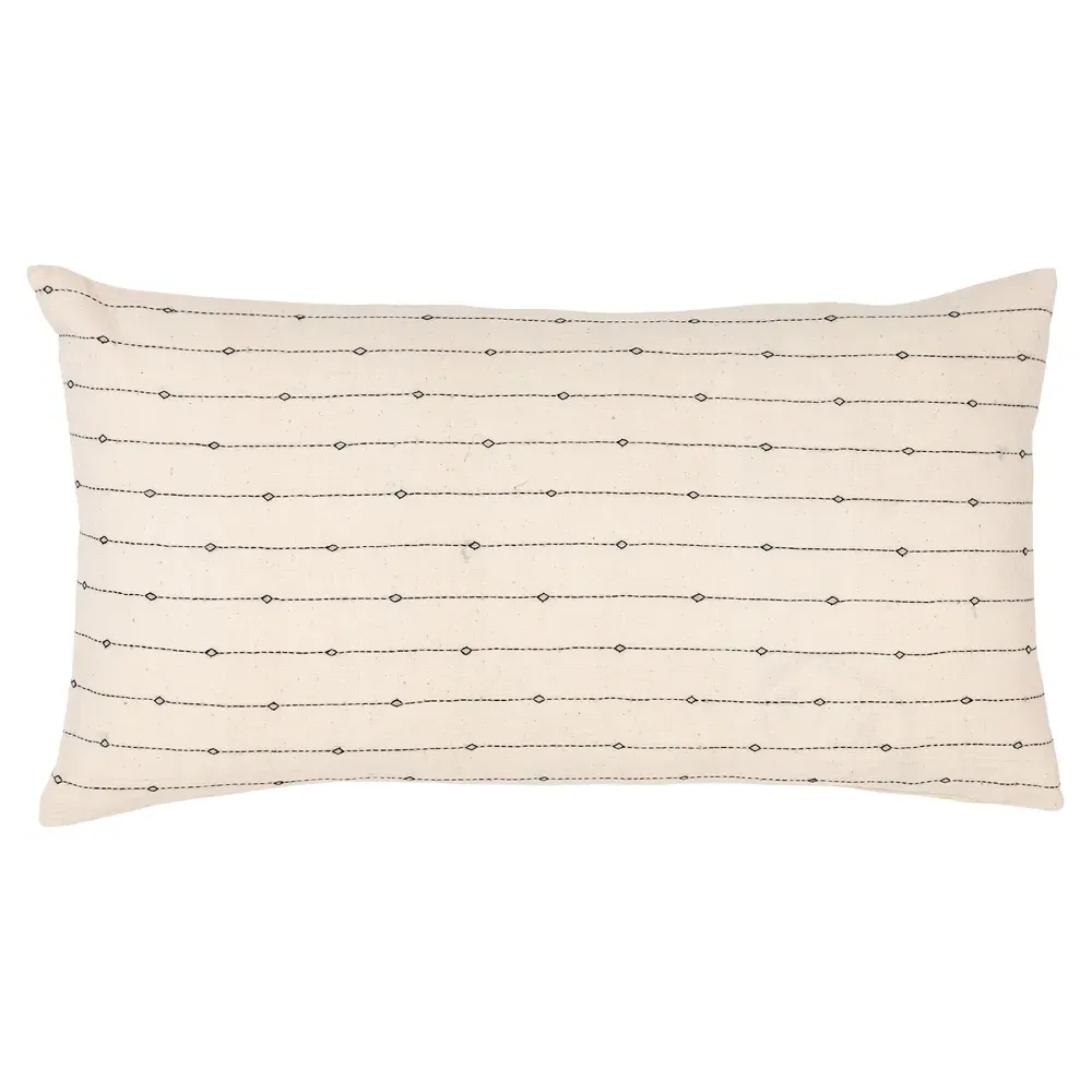 Colette Striped Lumbar Pillow Cover - Beige, Linen