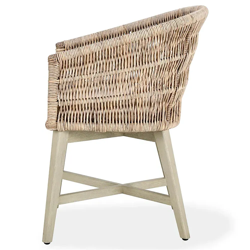Colin Woven Outdoor Dining Arm Chair - Beige, Mango Wood