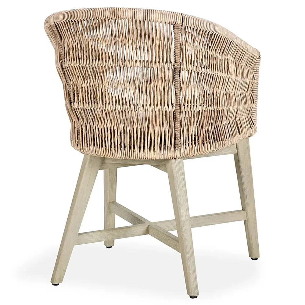 Colin Woven Outdoor Dining Arm Chair - Beige, Mango Wood