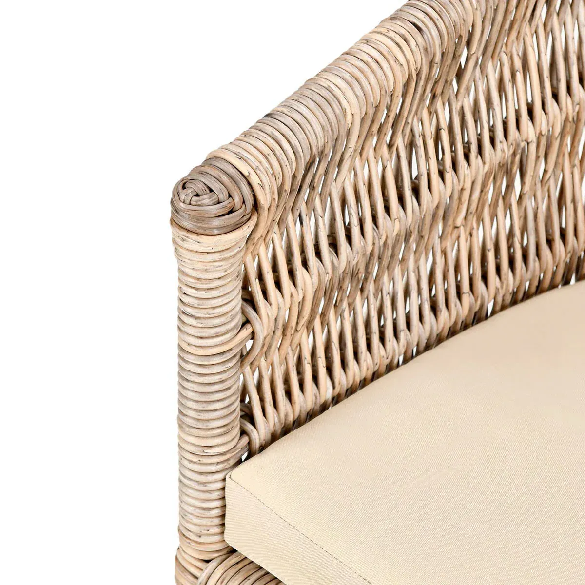 Colin Woven Outdoor Dining Arm Chair - Beige, Mango Wood