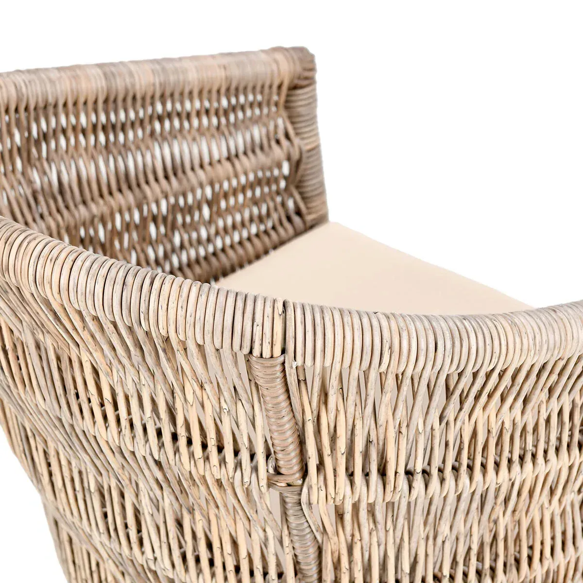 Colin Woven Outdoor Dining Arm Chair - Beige, Mango Wood