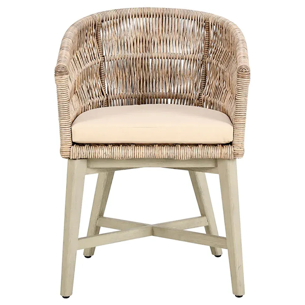 Colin Woven Outdoor Dining Arm Chair - Beige, Mango Wood image