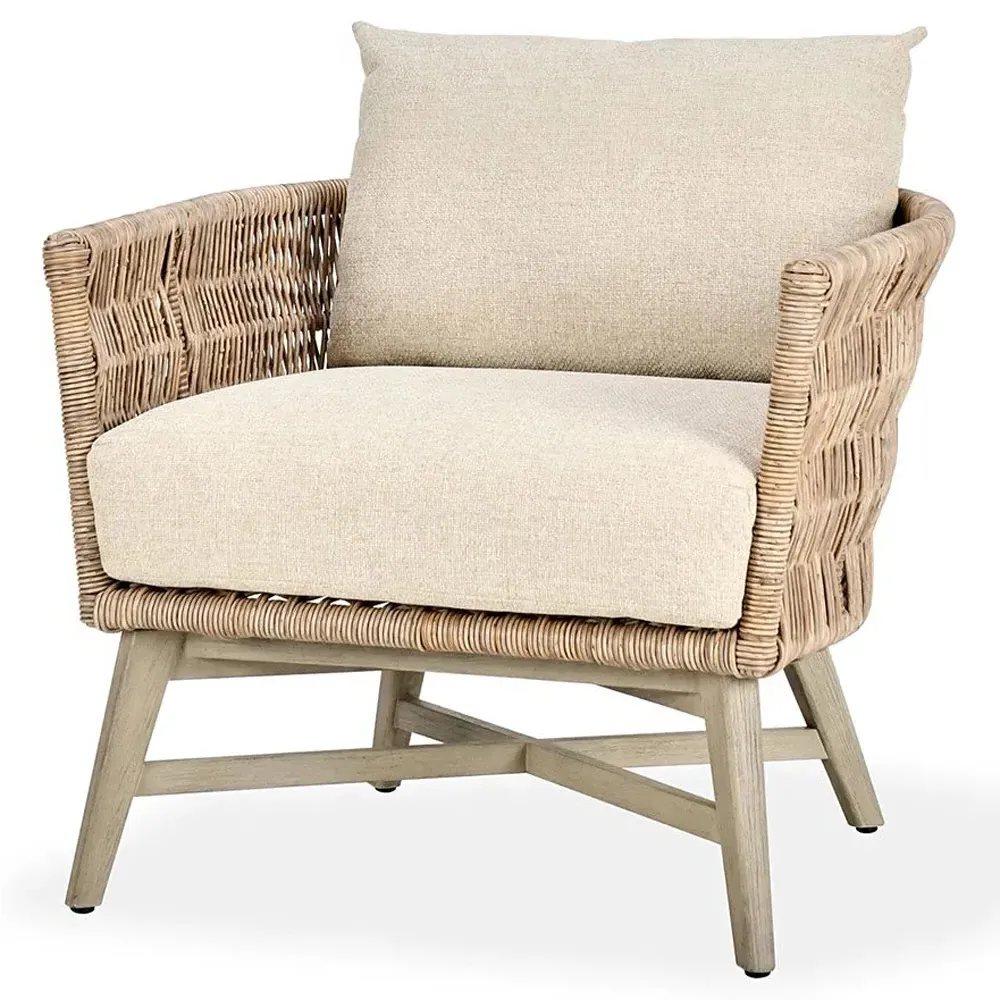 Colin Woven Outdoor Lounge Chair - Beige, Mango Wood