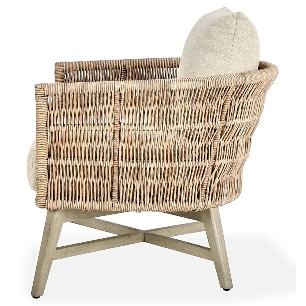Colin Woven Outdoor Lounge Chair - Beige, Mango Wood