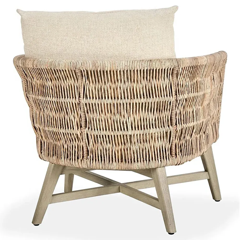 Colin Woven Outdoor Lounge Chair - Beige, Mango Wood