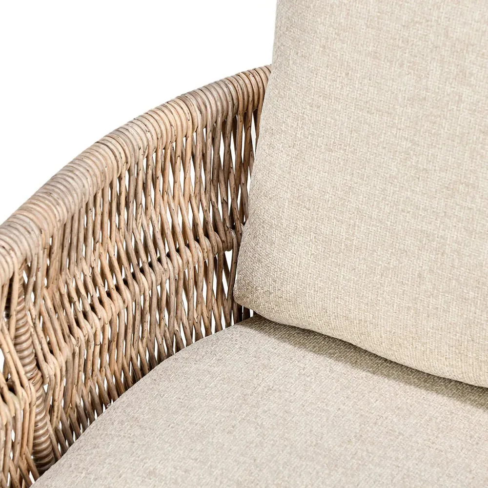 Colin Woven Outdoor Lounge Chair - Beige, Mango Wood