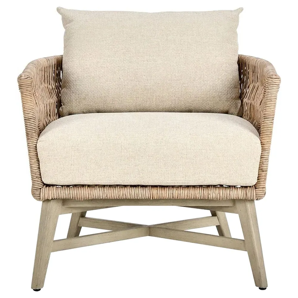 Colin Woven Outdoor Lounge Chair - Beige, Mango Wood