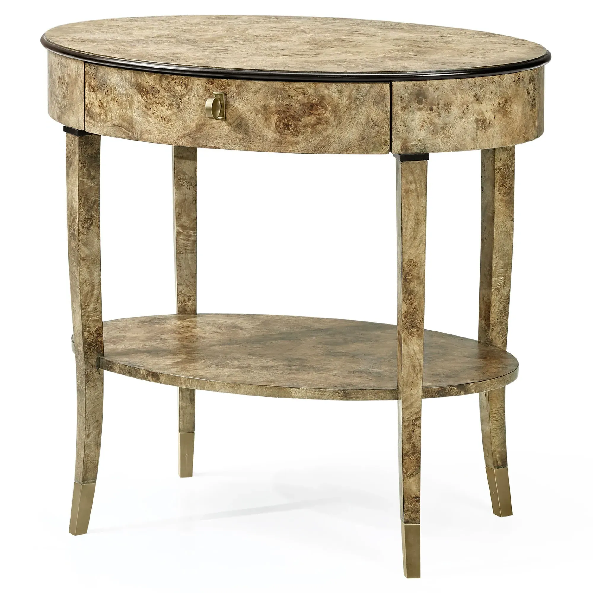Colins Oval Nightstand - Brown, Burl Veneer