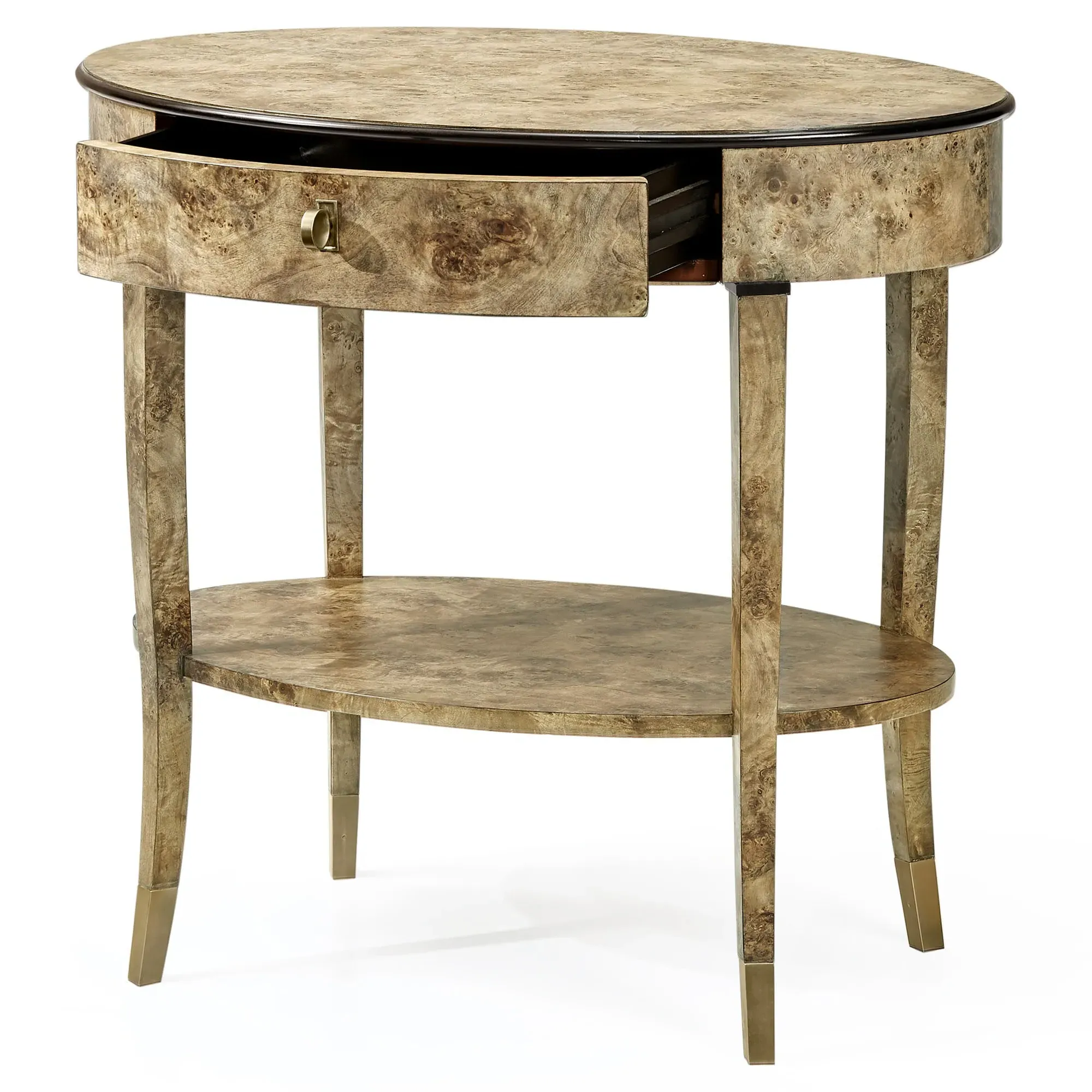 Colins Oval Nightstand - Brown, Burl Veneer