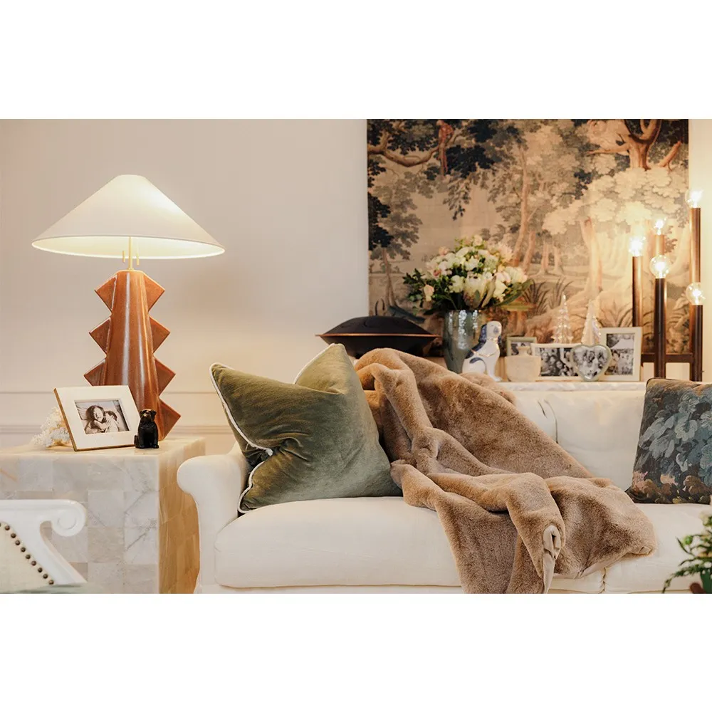 Colson Throw Blanket - Beige, Polyester