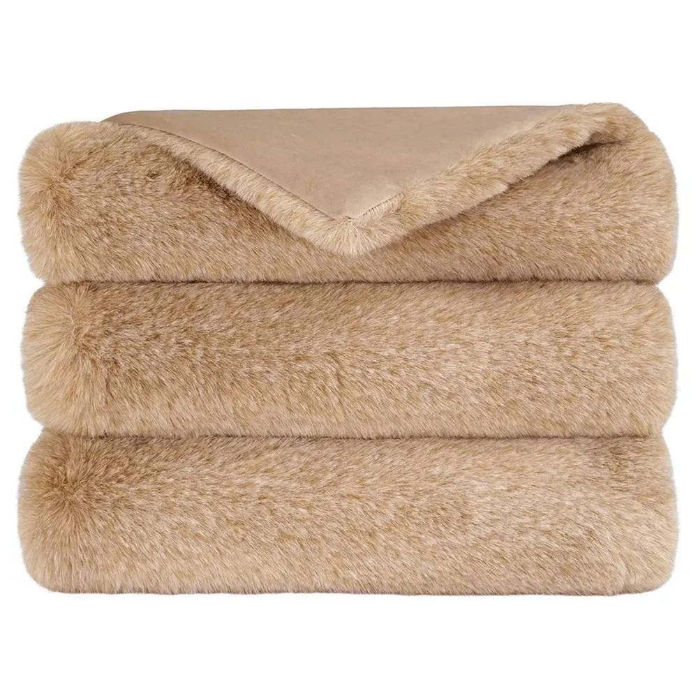 Colson Throw Blanket - Beige, Polyester