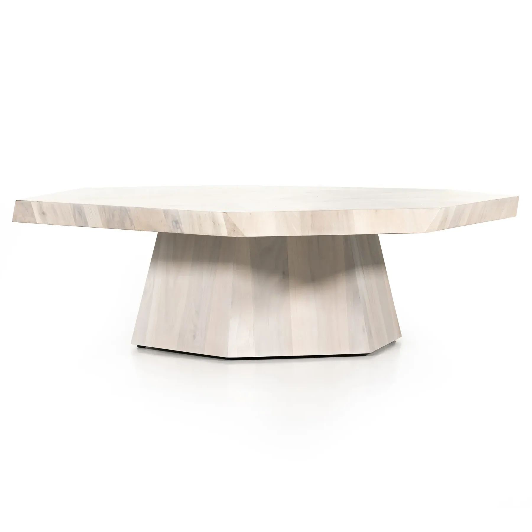 Colt Geometric Pedestal Coffee Table - Beige, Walnut Wood