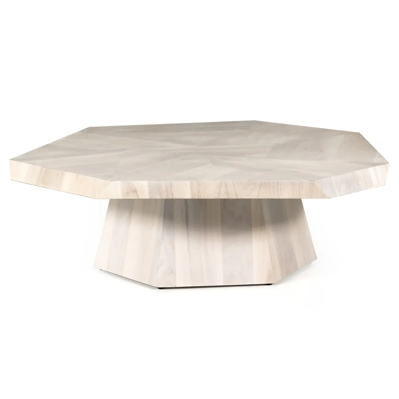 Colt Geometric Pedestal Coffee Table - Beige, Walnut Wood