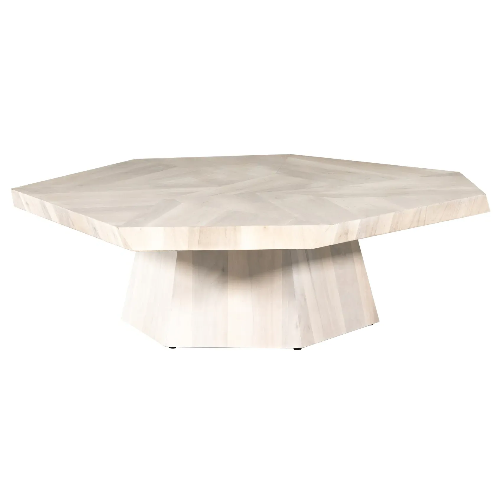 Colt Geometric Pedestal Coffee Table - Beige, Walnut Wood