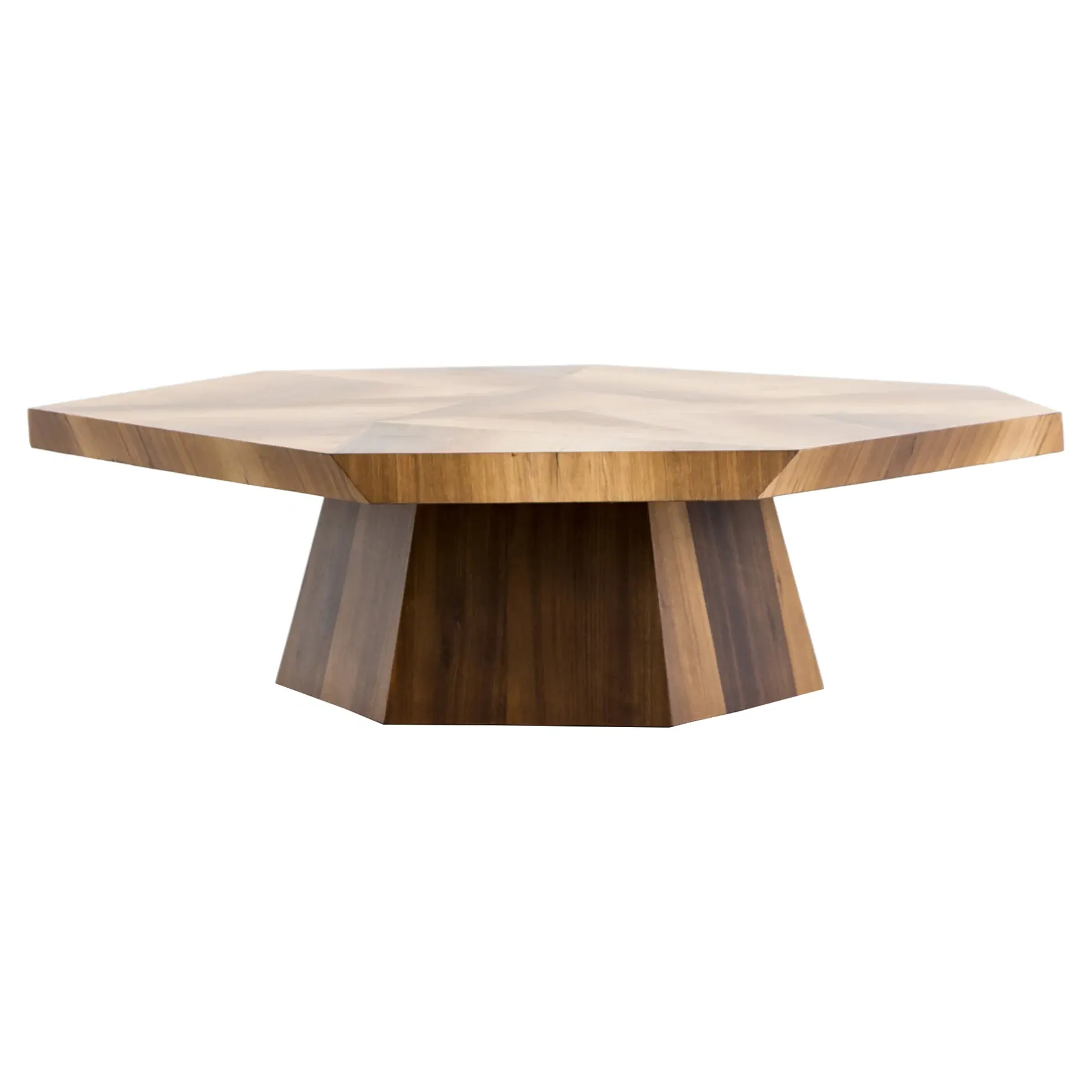 Colt Geometric Pedestal Coffee Table - Blonde Brown, Yukas Wood