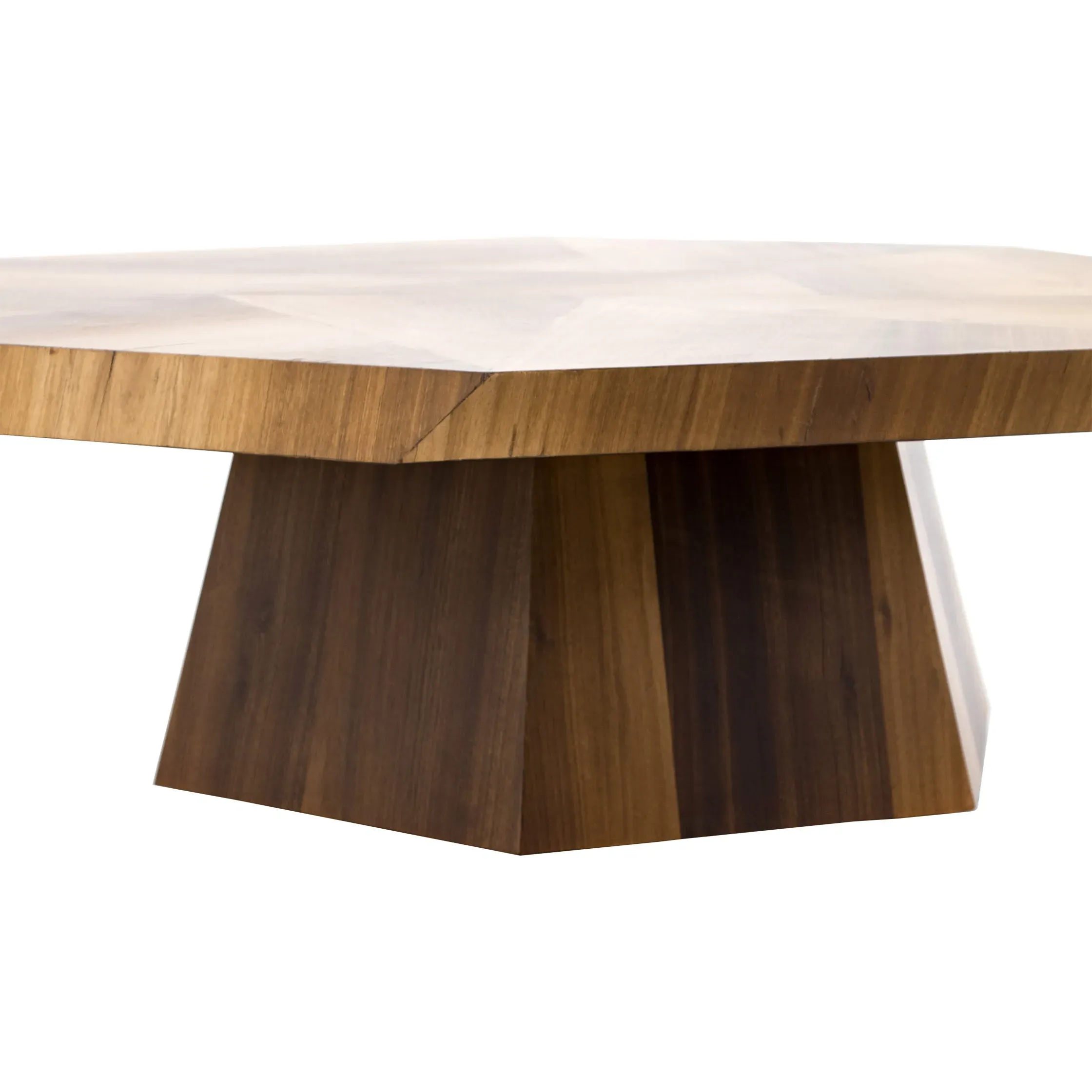 Colt Geometric Pedestal Coffee Table - Blonde Brown, Yukas Wood