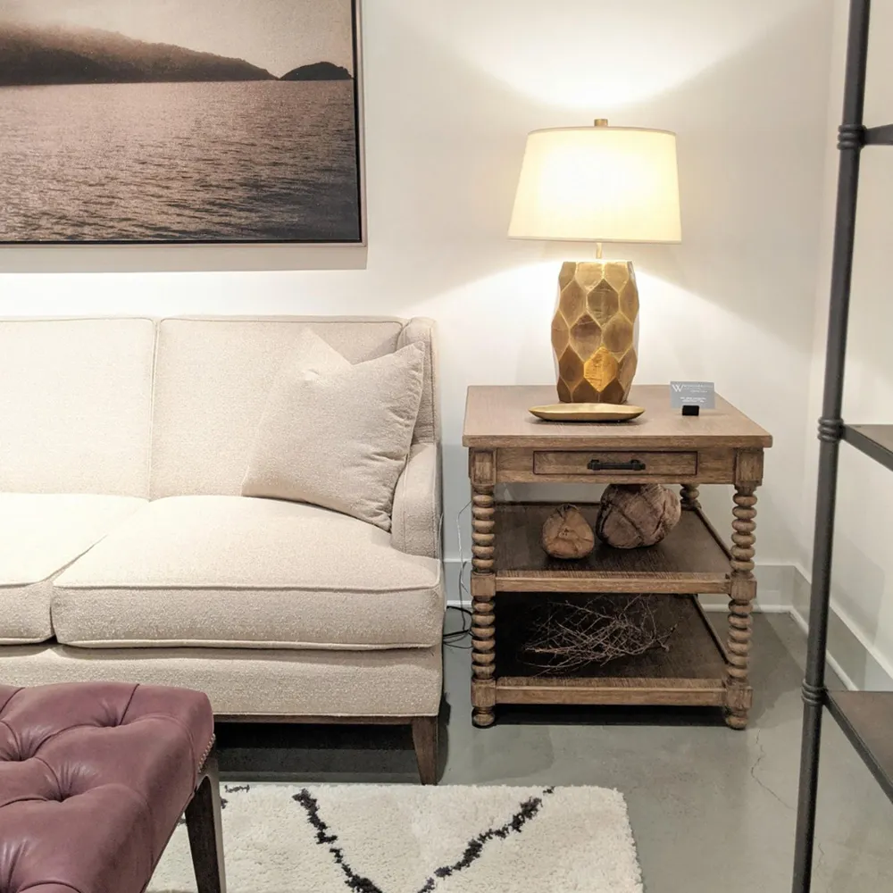 Colter Square Side Table with Storage - Brown, Oak