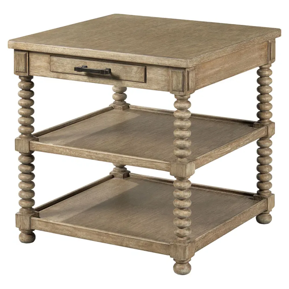 Colter Square Side Table with Storage - Brown, Oak