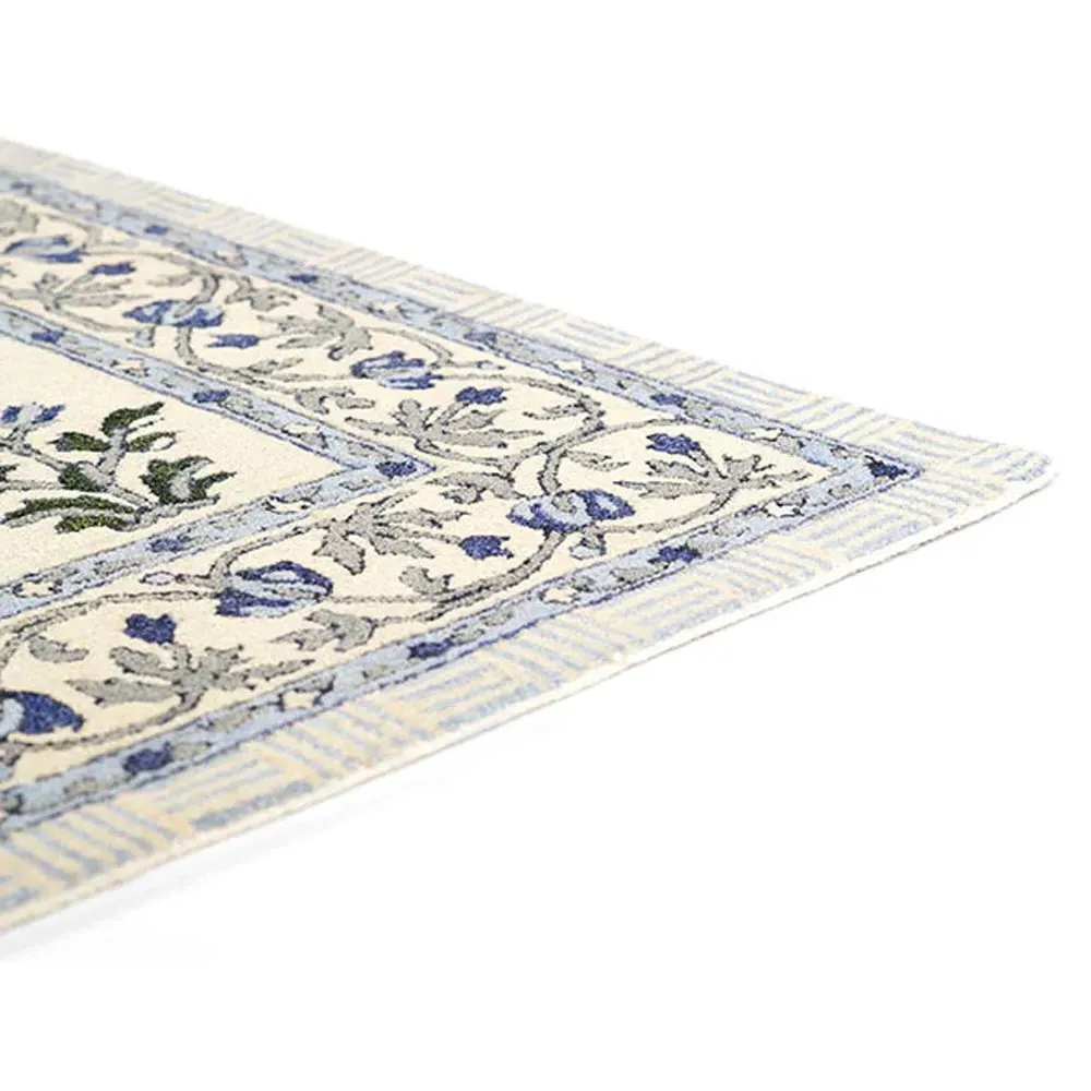 Colwyn Floral Patterned Rug - Blue, Wool