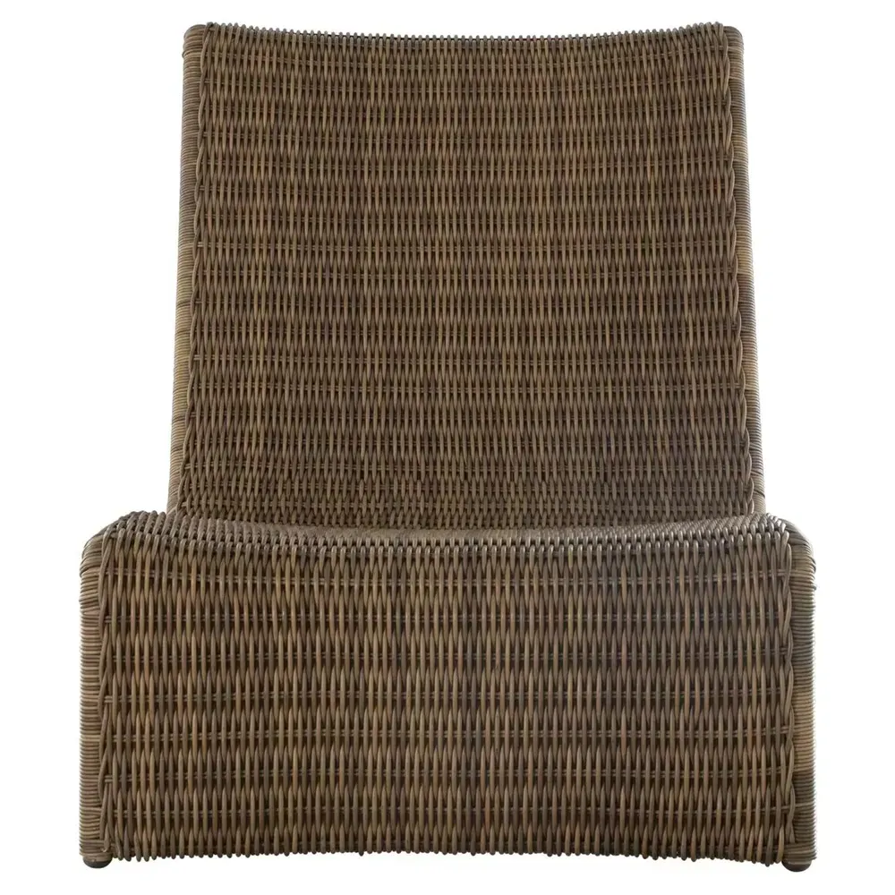 Como High Back Wicker Outdoor Lounge Chair - White, Brown