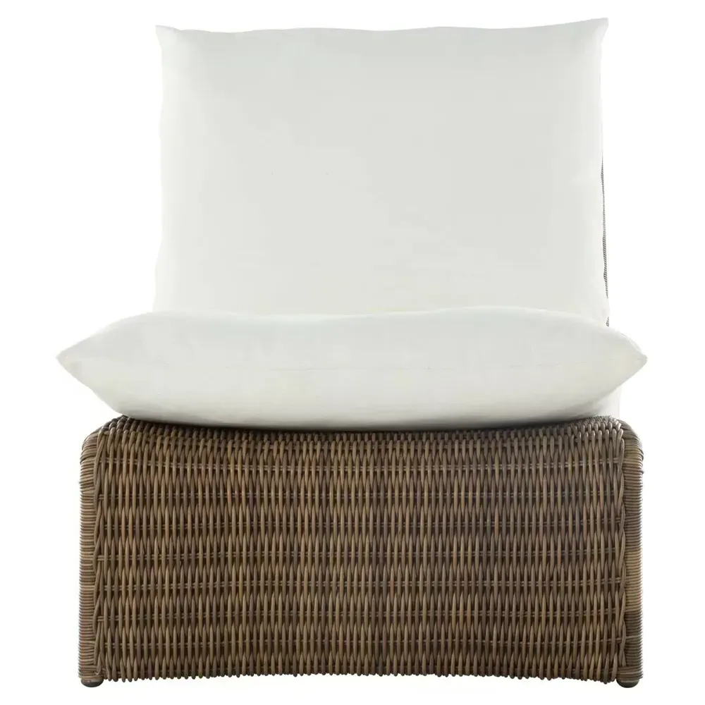 Como High Back Wicker Outdoor Lounge Chair - White, Brown image