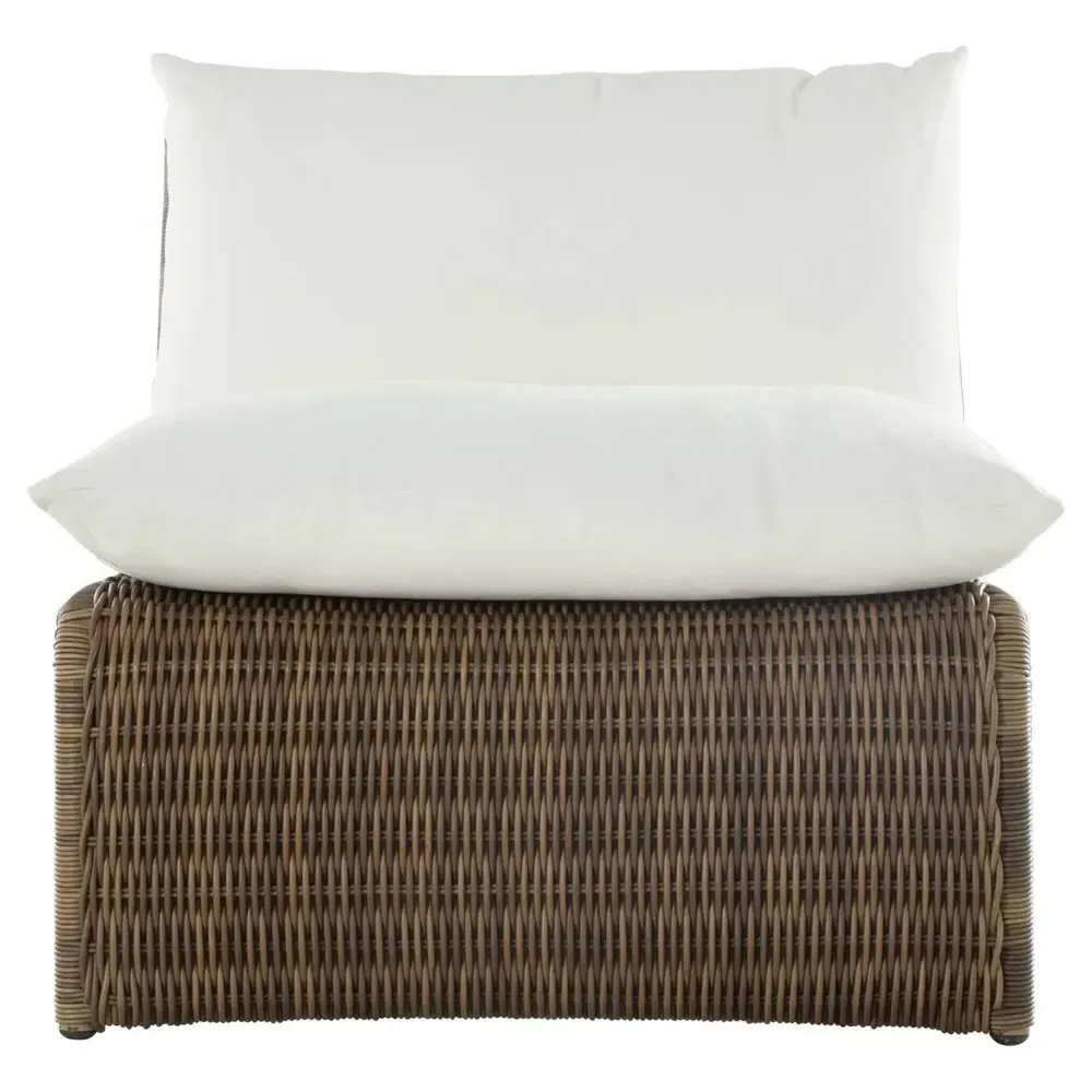 Como Upholstered Wicker Outdoor Lounge Chair - White, Brown