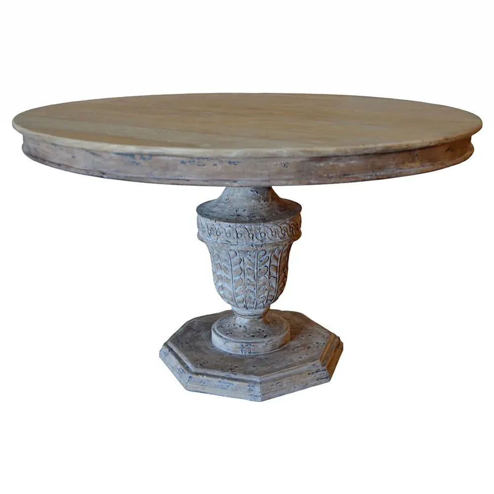 Comte Round Pedestal Dining Table - White, Wood image