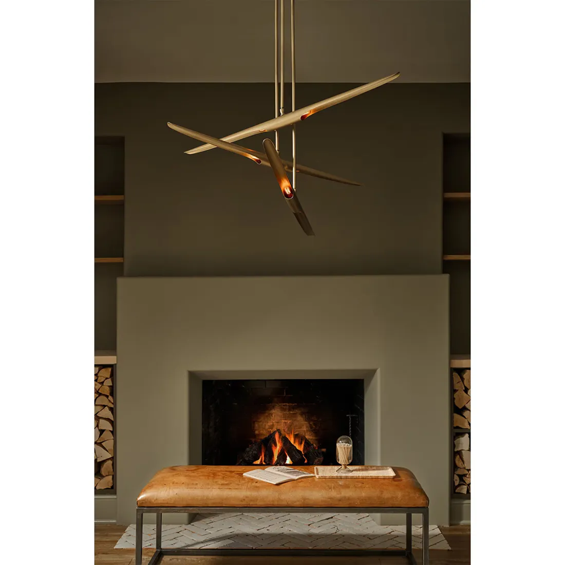 Concorde Sputnik Chandelier - Natural Brass, Steel
