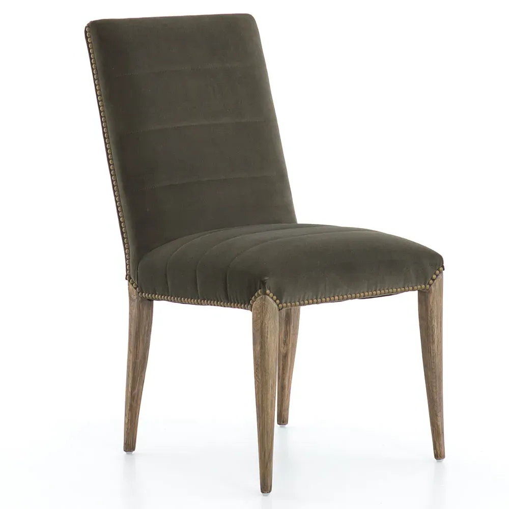 Conde Upholstered Dining Chair with Nailhead Trim - Sage Green