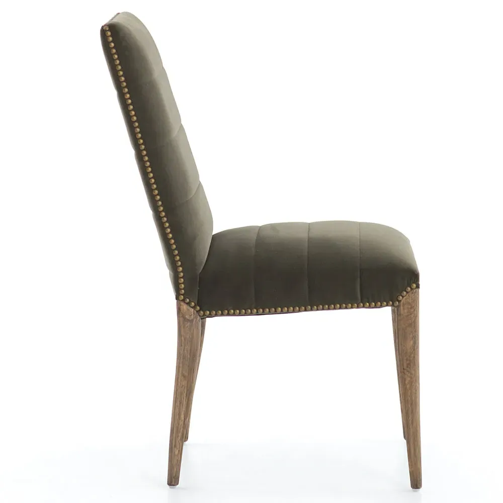Conde Upholstered Dining Chair with Nailhead Trim - Sage Green
