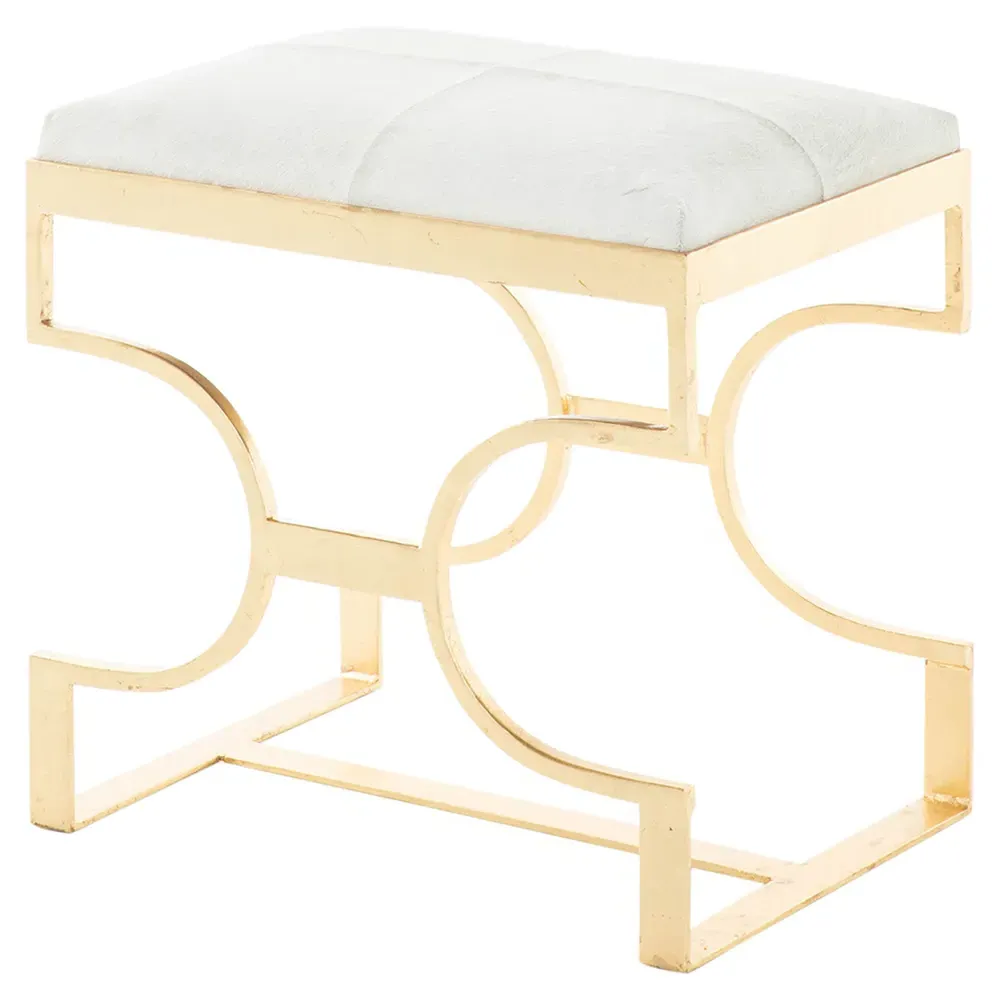 Connelly Upholstered Iron Stool - White, Gold