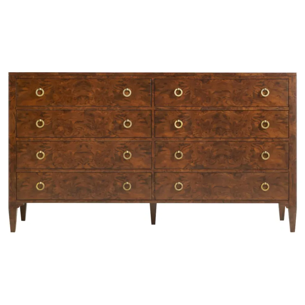 Connie 8 Drawer Dresser - Brown, Walnut Burl