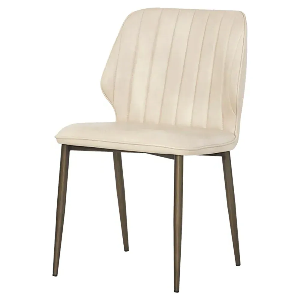 Connolly Dining Chair Set of 2 - Cream, Faux Leather