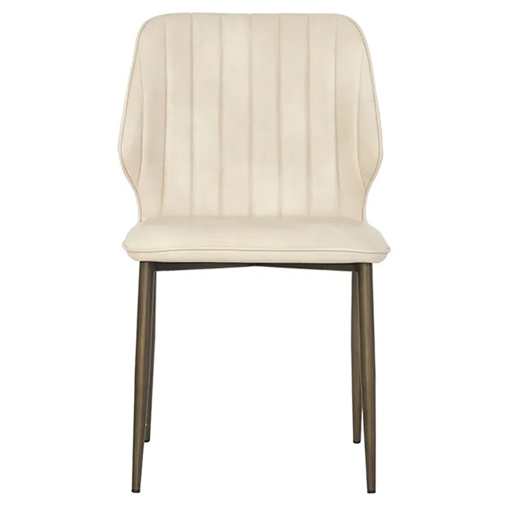 Connolly Dining Chair Set of 2 - Cream, Faux Leather