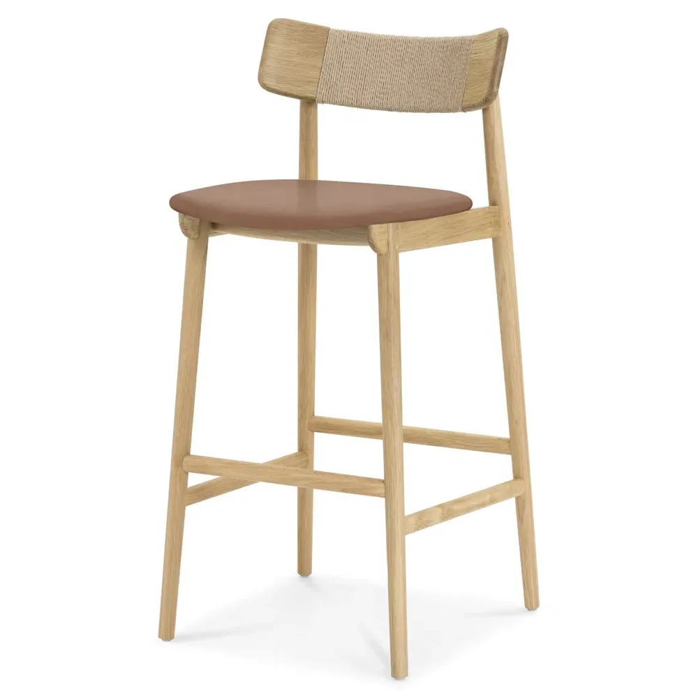 Connor Bar Stool - Brown, Oak